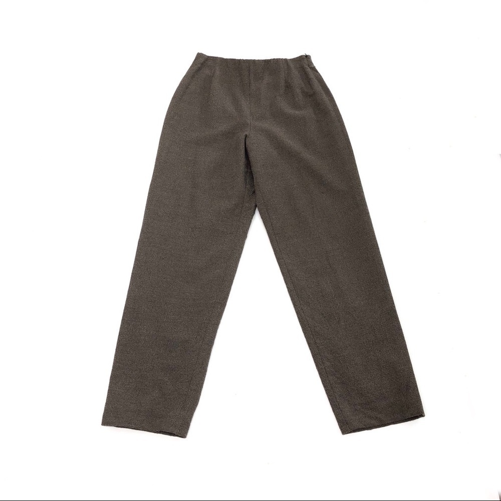 Lafayette 148 vintage high-waist brown tweed black lined side zip pants ankle 8
